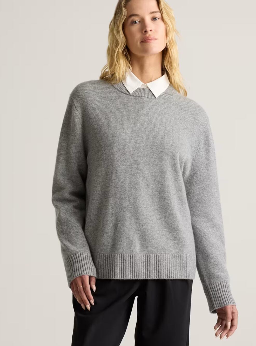 Quince 100% mongolian cashmere gray oversized crewneck sweater